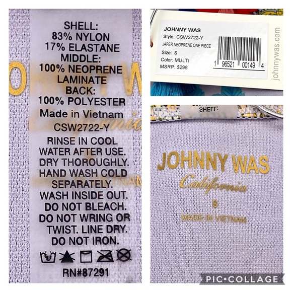 NWT Johnny Was Japer Neoprene One Piece Swim Suit - Picture 15 of 15